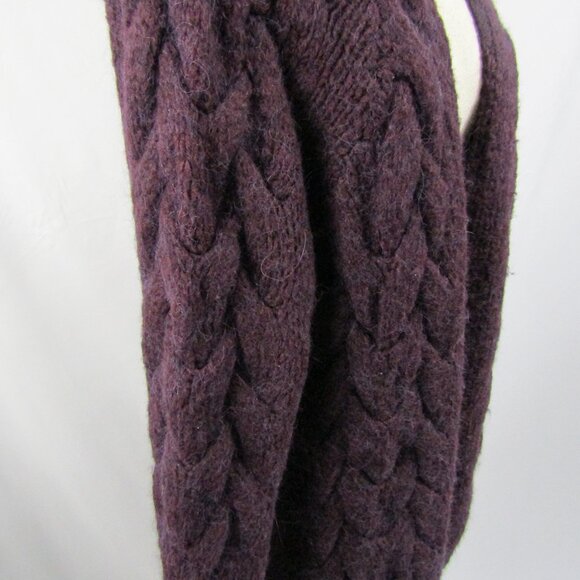 H&M Purple Alpaca Wool Blend Chunky Knit Button Cardigan M - Picture 4 of 12